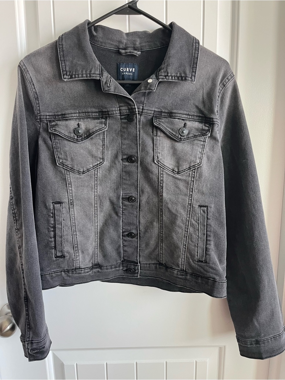 Curve Apparel Women's Washed Black Denim Jacket